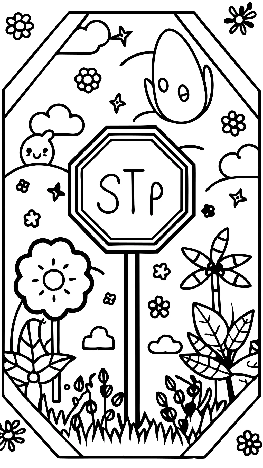 coloring page stop sign